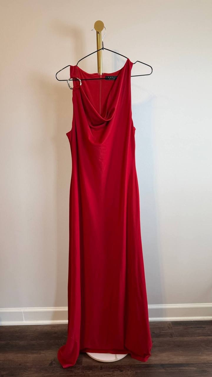 Lauren Ralph Lauren Ring-Trim Cowlneck Gown Red 8 NWT $245