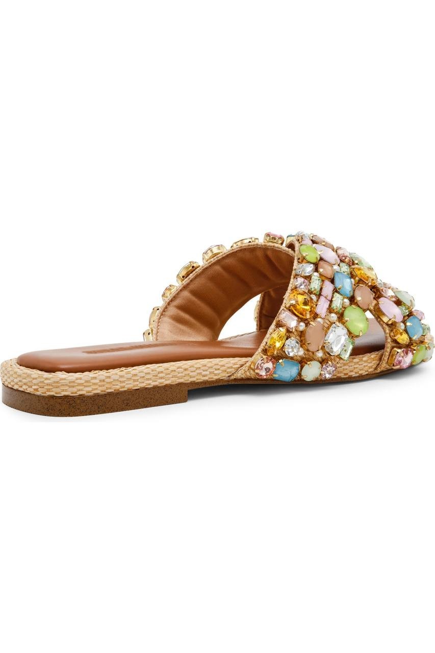 Steve Madden Slide Sandals Gold Multi 6 New $109.00