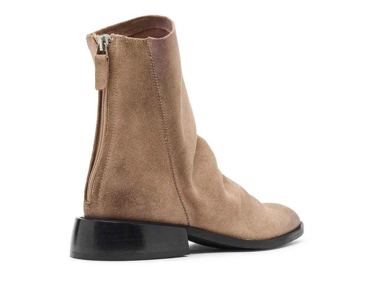 Steve Madden Nexie Bootie Taupe Suede 6.5M Block Heel Back Zip $159.99 NWB