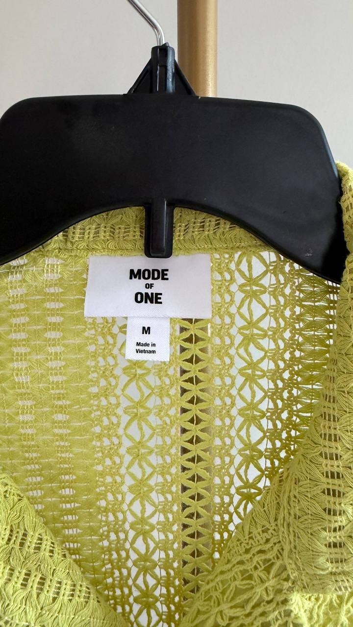 Mode of One Men’s Textured Crochet Button‑Down Camp Shirt Misty M $49.00 NWT