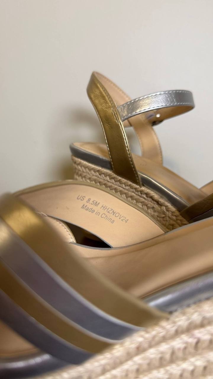 Kenneth Cole Reaction Metallic Wedge Sandals 8.5M New in Box  MSRP 89$