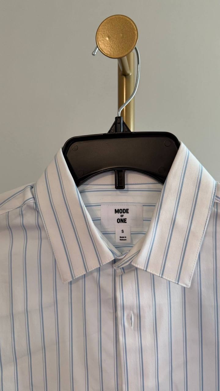 Mode of One Men’s Slim‑Fit Button‑Down Shirt Pale Indigo Stripes S $59.50 NWT