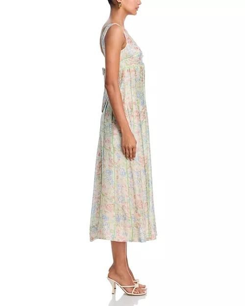 AQUA Floral Seamed Midi Dress Multi XS, Sweetheart Neckline, Sleeveless