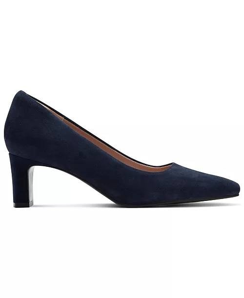Rockport Dark Blue Suede Block Heel Pumps 6W NIB MSRP $130