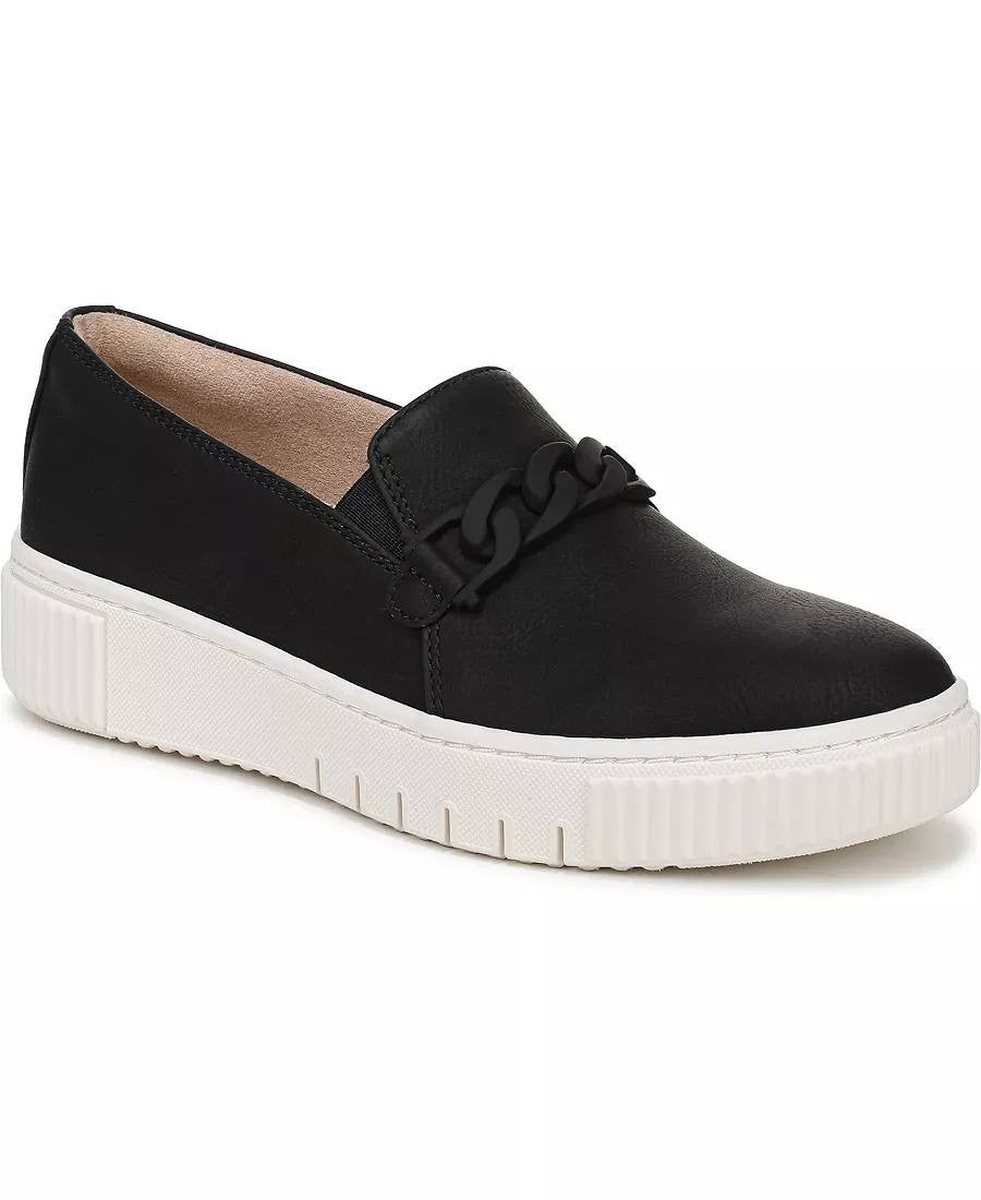 Naturalizer Trish Sneakers 6.5M Black Faux Leather Slip‑On Comfort NIB msrp$110