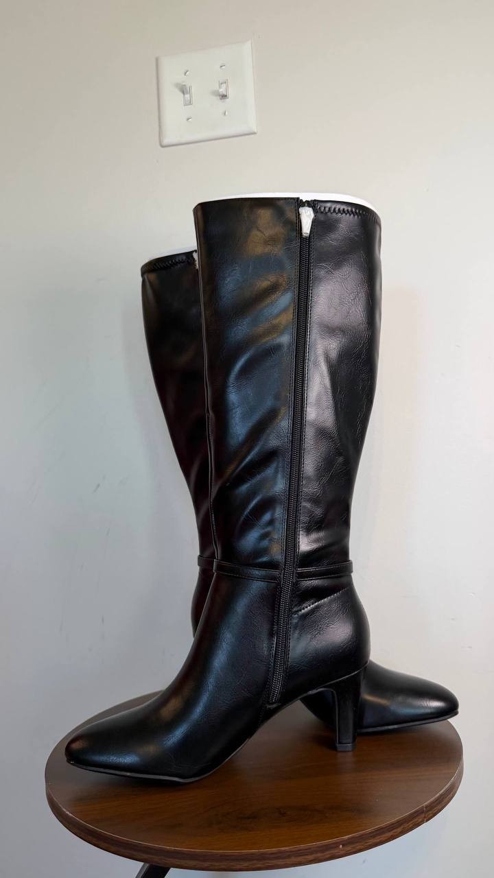 LifeStride Galant Wide Calf Zip Tall Dress Boots Black 8.5W Synthetic $129.99 NW