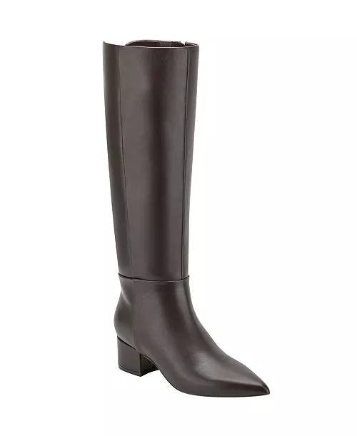 Marc Fisher Toe Tall Boots 10M Dark Brown Man‑Made New in Box MSRP $179