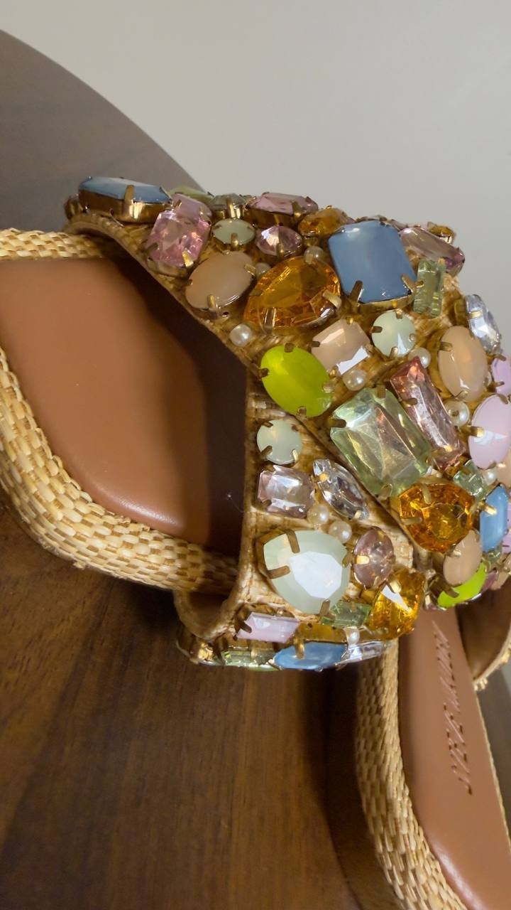Steve Madden Slide Sandals Gold Multi 6 New $109.00