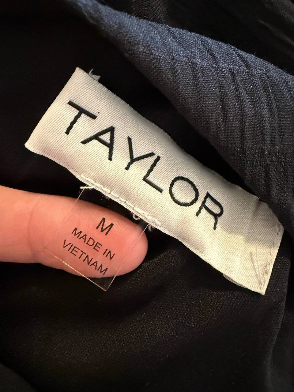 Taylor One‑Shoulder Seersucker Fit & Flare Dress –Black –Size M – NWT