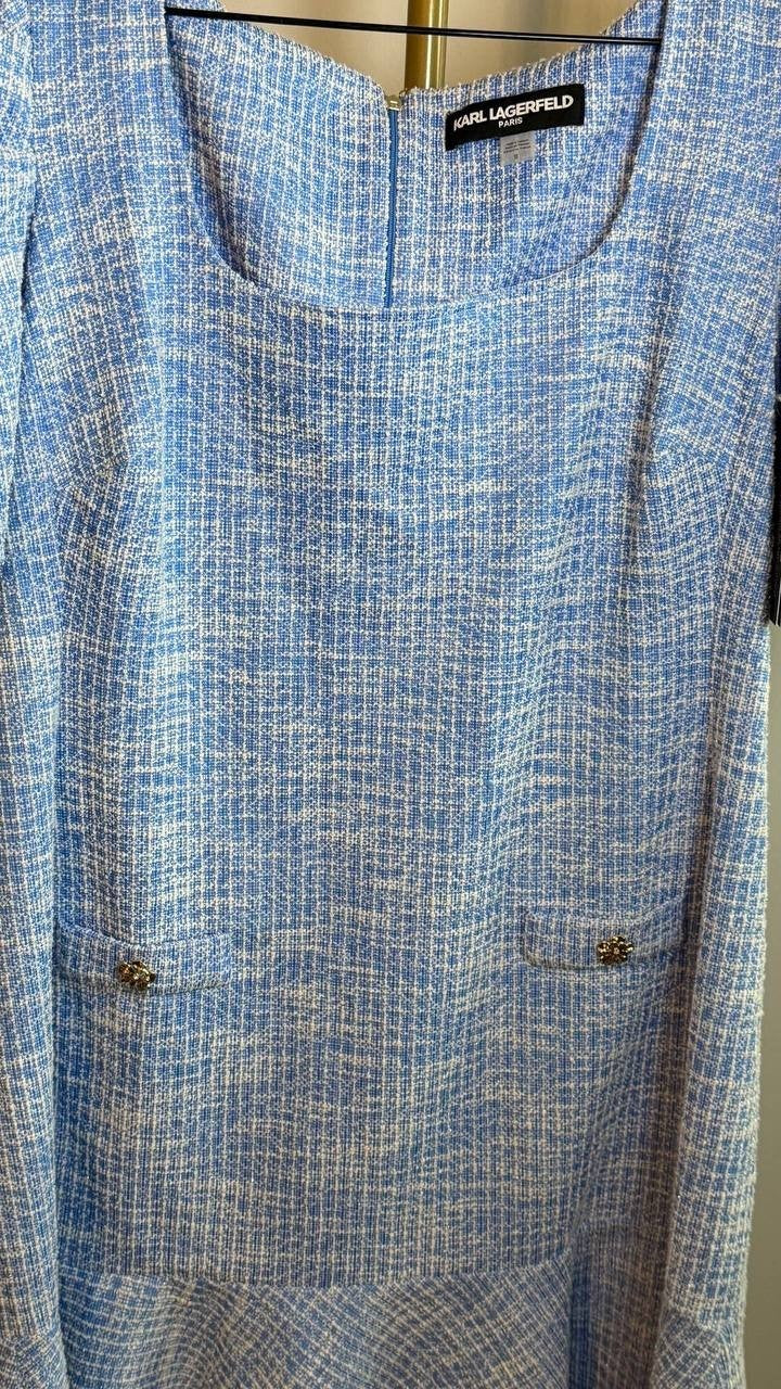 Karl Lagerfeld Paris Women’s Tweed Dress Blue Size 18 NWT $149