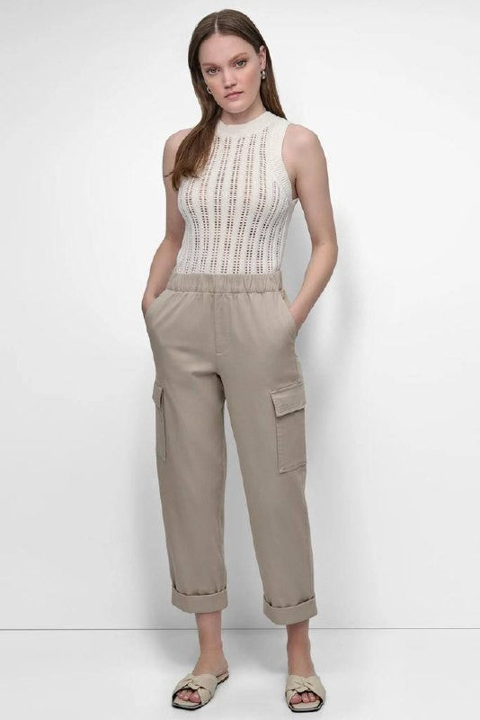DKNY JEANS High‑Rise Pull‑On Cargo Jogger Pebble Size S NWT  msrp$89