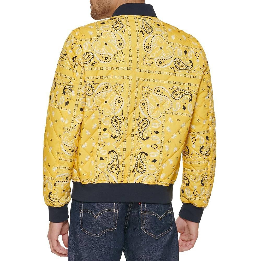 Levi's Bomber Jacket Paisley Yellow - Men's M, Softshell Polyester, NWT