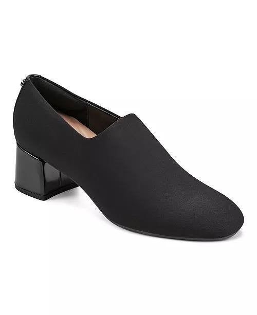 Easy Spirit Denisa eFlex Knit Block Heel Pumps Black 6M Textile $99 NWB