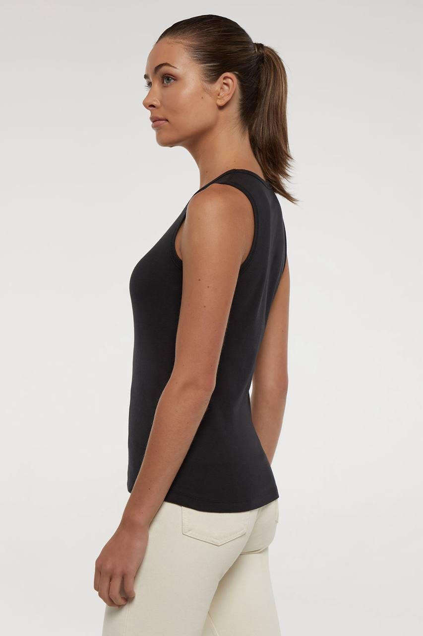 Three Dots Ribbed Crew‑Neck Tank – XL – Black – NWT – $40