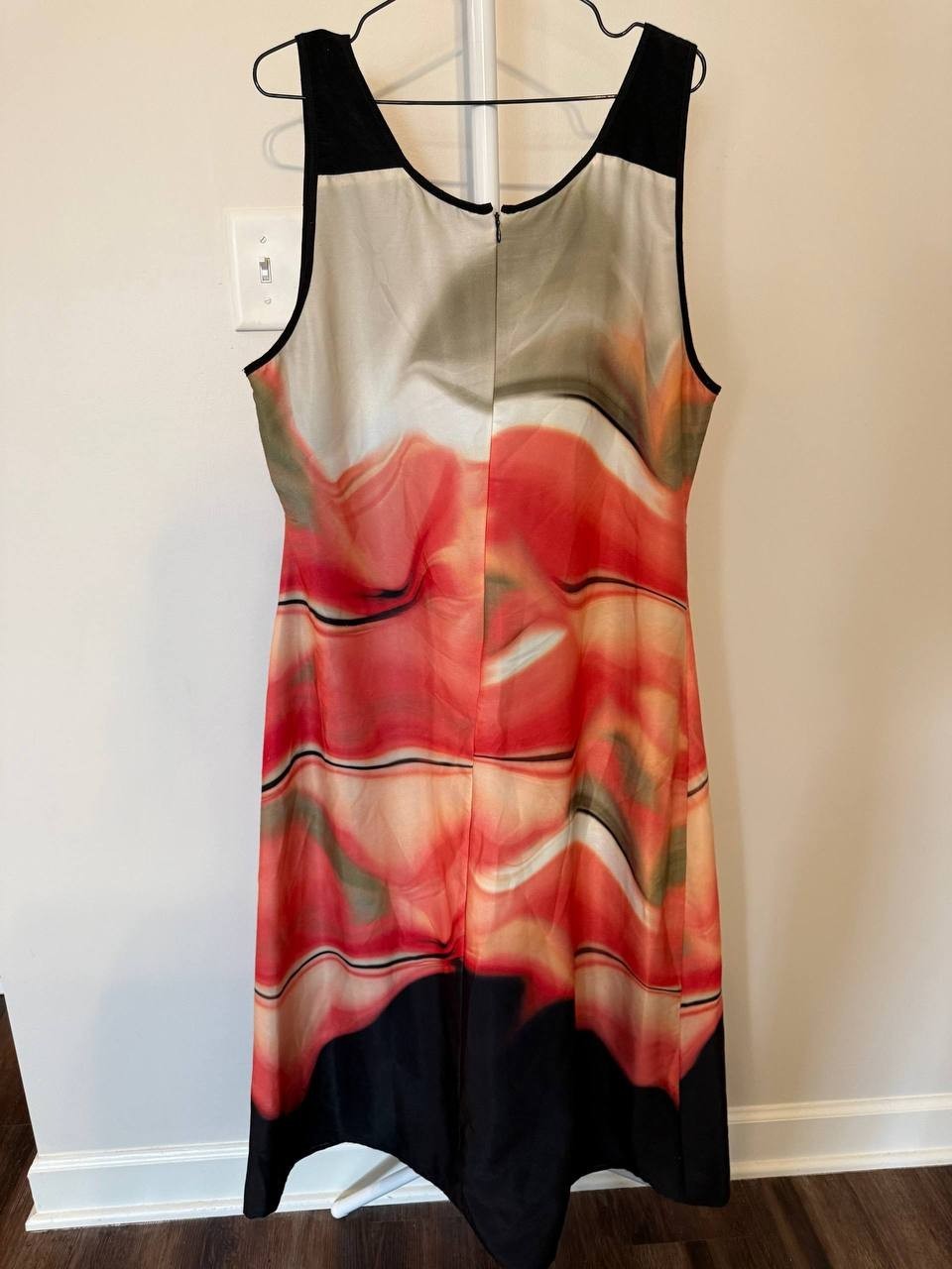 DKNY Sleeveless Border‑Print Shift Dress XL Pre‑Owned Pilling MSRP $48
