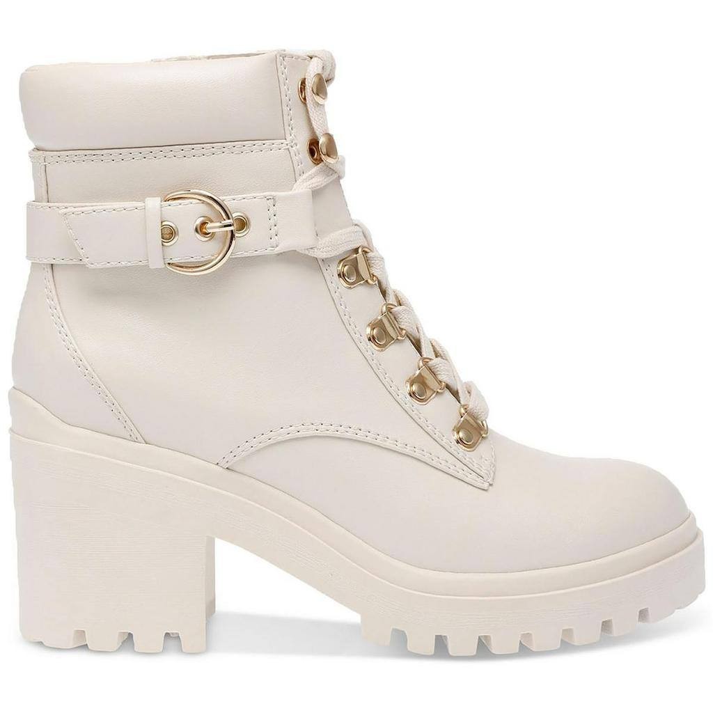 Wild Pair Bridgitt Combat Lace‑Up Boots Bone Faux Leather Women’s 10M Damaged