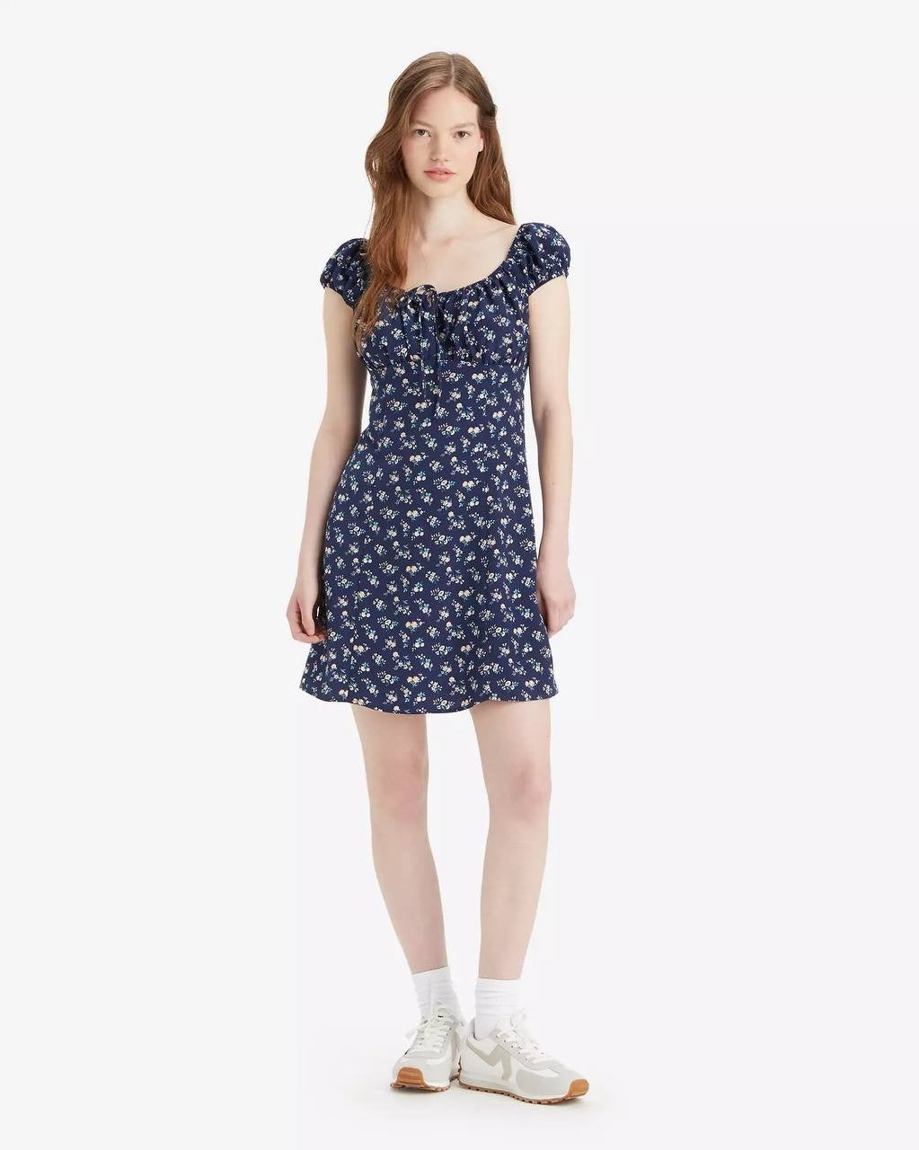 Levi's Clementine Floral Mini Dress Navy Cap Sleeve - Size L NWT Summer