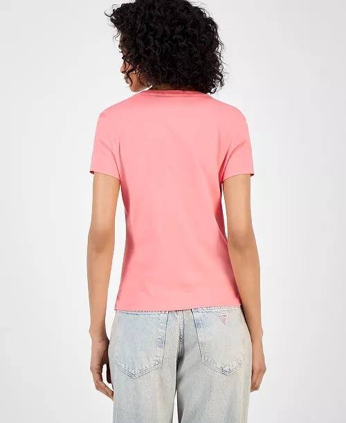 GUESS Embellished Love Triangle Tee Revival Rose Cotton Crew Neck S NWT