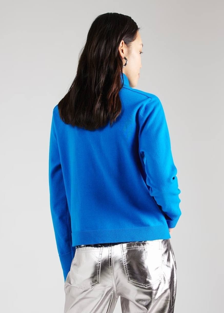 DKNY Blue Sweater S Logo Knit Pullover Minimalist Cozy