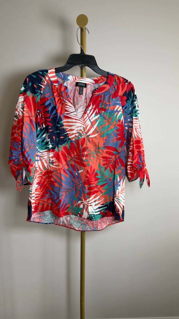 Jones New York Women’s Printed Top Coral Sun Multi PXS NWT $79.50