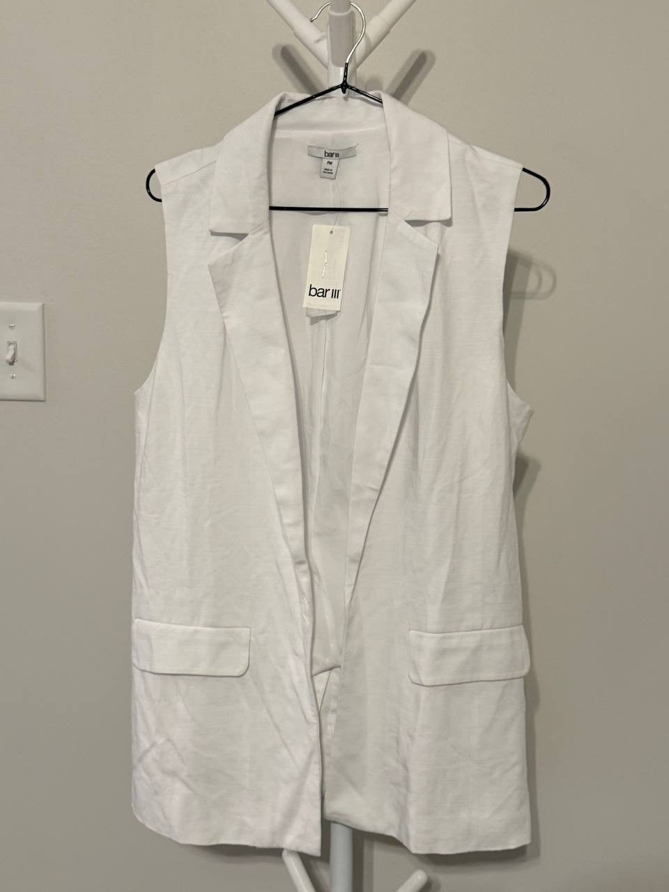 Bar III Petite Open‑Front Long Vest – Size MP – NWT – $49.50