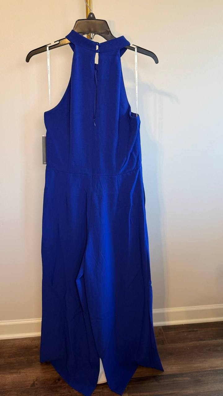 Julia Jordan Sleeveless Halter Wide‑Leg Jumpsuit Blue 8 NWT $139