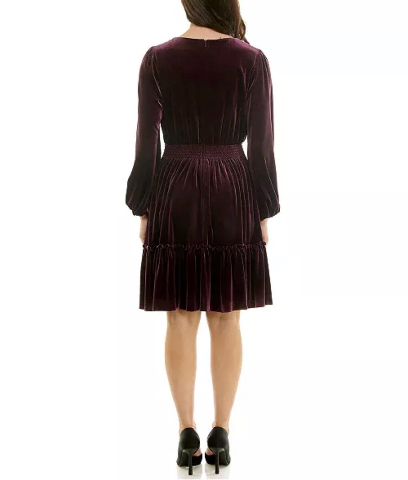 Taylor Velvet V‑Neck Smocked‑Waist Dress NWT Sizes 6/8/16 – Holiday Party Velvet