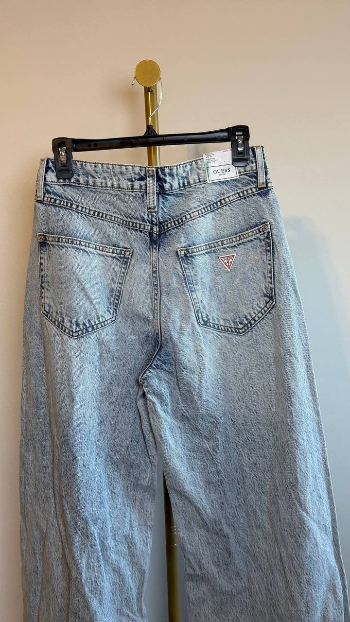 Guess Eco Bellflower Wide‑Leg Jeans Jersey Blue 27x32 NWT $118