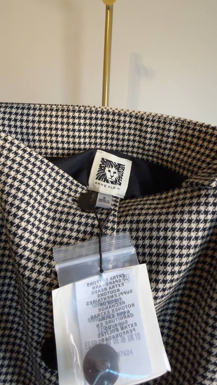 Anne Klein Square‑Neck Button‑Front Vest Houndstooth Multi 6 NWT $129