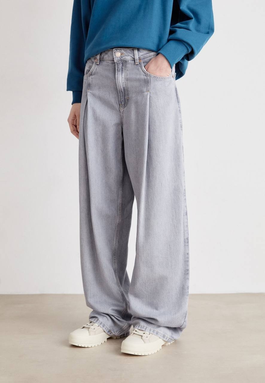 BOSS Orange Slouchy Pleated Wide‑Leg Denim Pants Charcoal 31 NWT $198