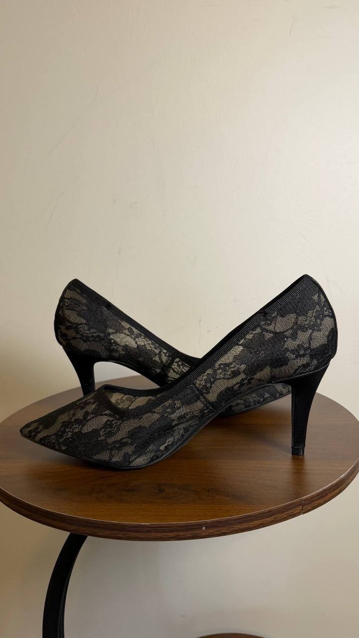 Jones New York Bevery Pointed Toe Pumps Black 8.5M Fabric MSRP $70 NWB