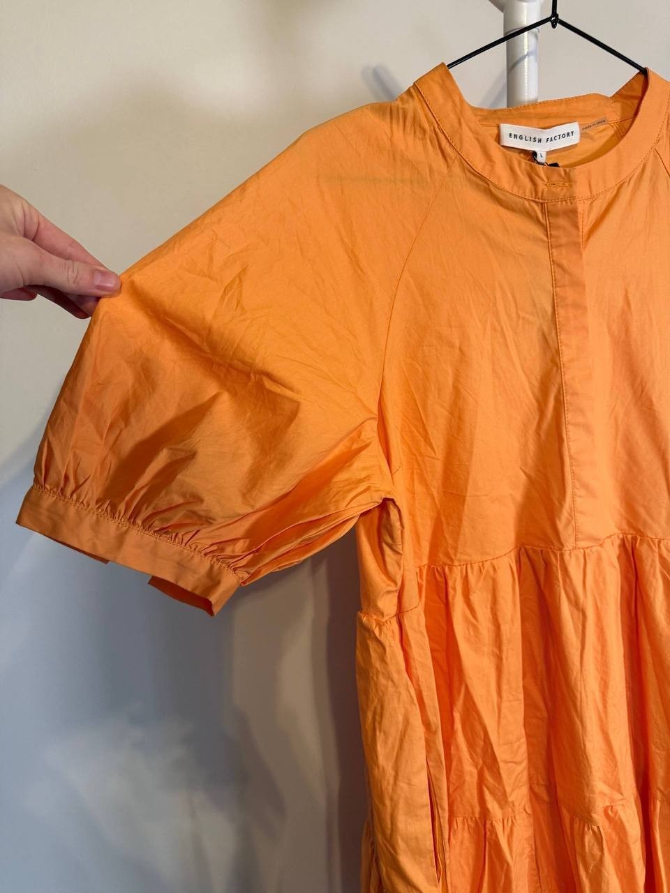 English Factory Puff Sleeve Tiered Midi Dress – Orange – Size L – NWT – $90