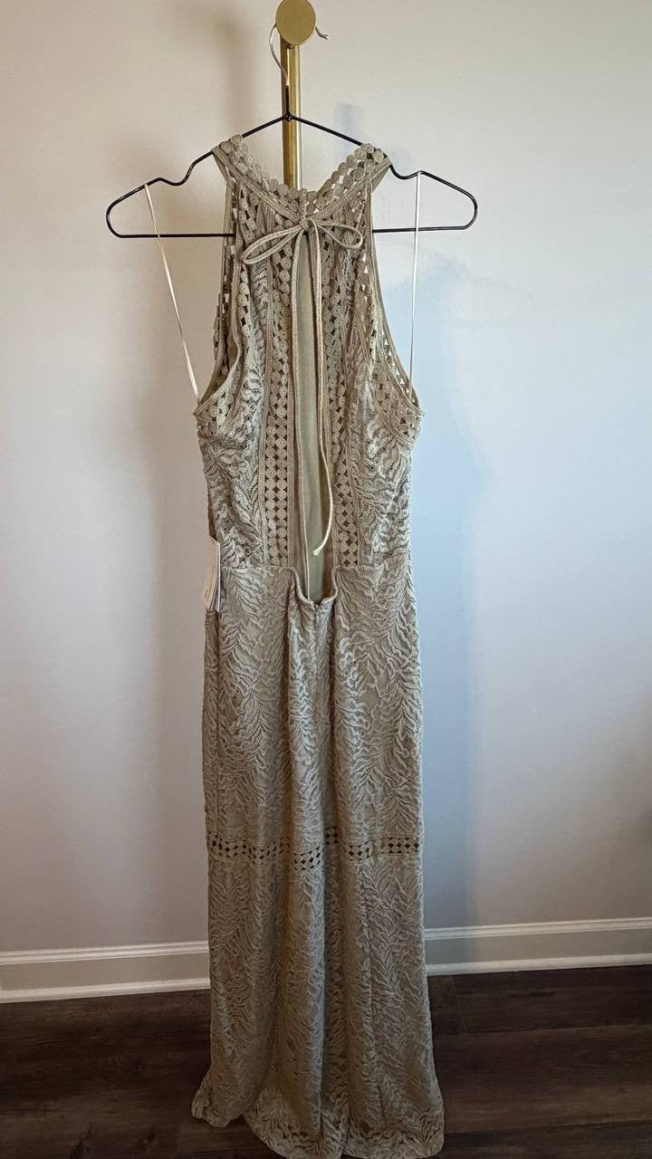 Guess Bodycon Lace Maxi Dress Green Size M NWT $178