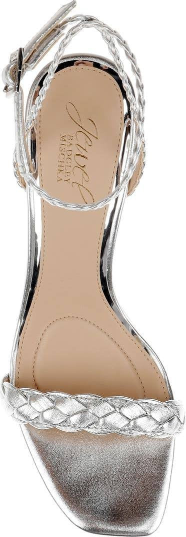 Badgley Mischka Nyx Ankle‑Strap Sandals – Silver Leather – Size 6.5 – New in Box