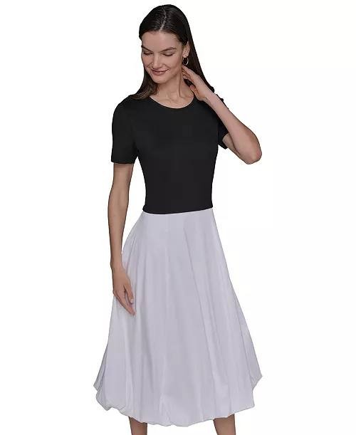 Karl Lagerfeld Paris Bubble Skirt Midi Dress Black M NWT $169