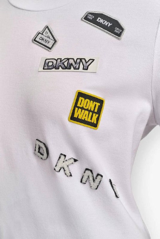 DKNY Embellished Tee White SIZE M NWT Modern Casual Top MSRP$69