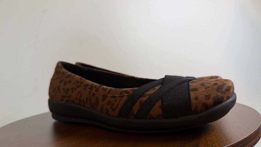 Easy Spirit Acasia Flats 8M Leopard Print Textile Slip‑On Lightweight NIBmsrp$69