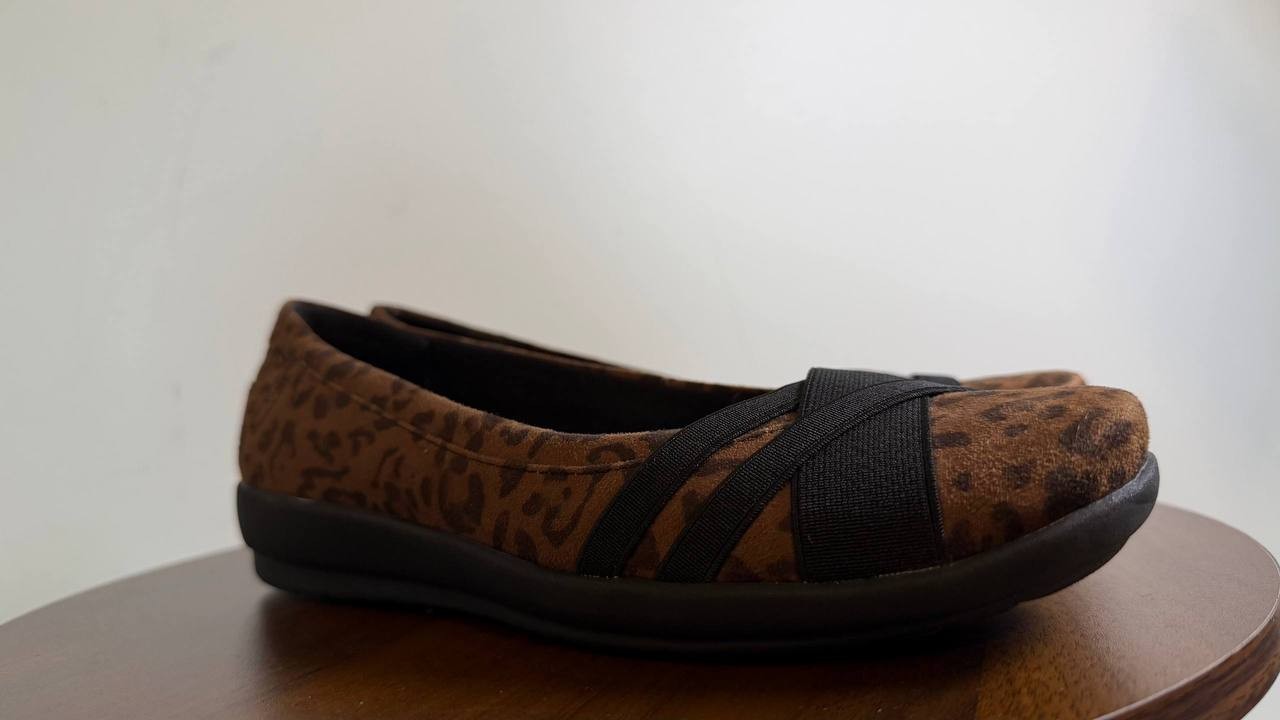 Easy Spirit Acasia Flats 8M Leopard Print Textile Slip‑On Lightweight NIBmsrp$69