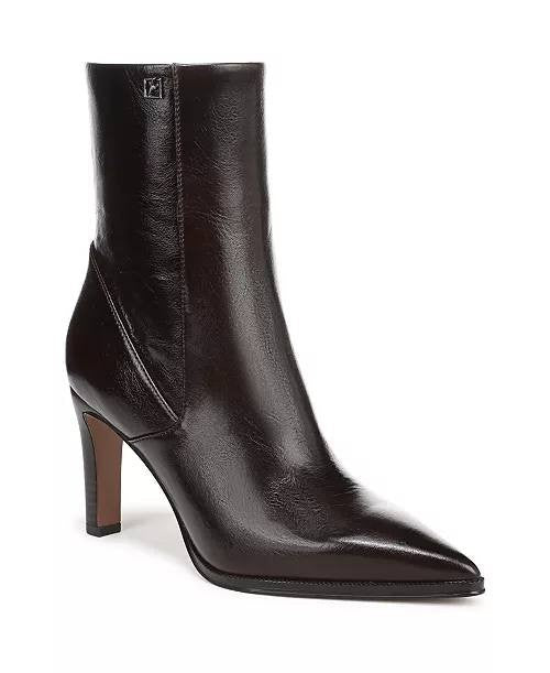 Franco Sarto Dark Brown Leather Dress Booties 8M NIB MSRP $215
