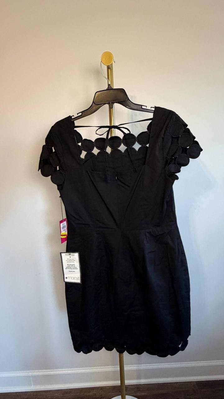 Vince Camuto Square‑Neck Cutout Shift Dress Black 10 NWT $168