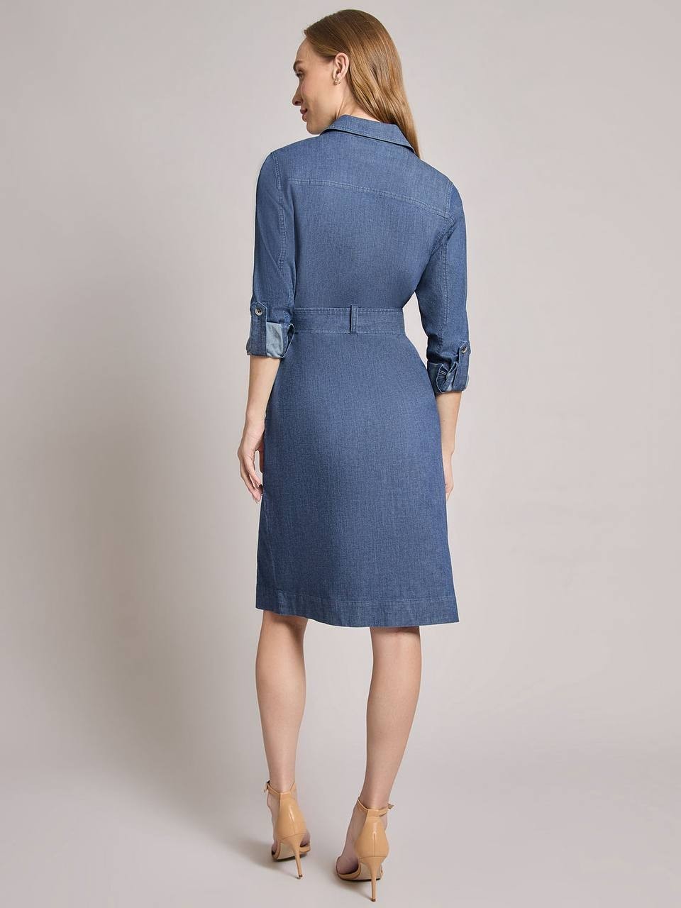 Jones New York Pocket Tie Dress – Size L – NWT – Dark Wash Denim Button FrontMid