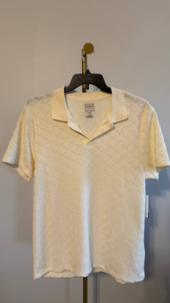 Guess Men’s Logan Knit Polo Shirt Beige XL $69 NWT