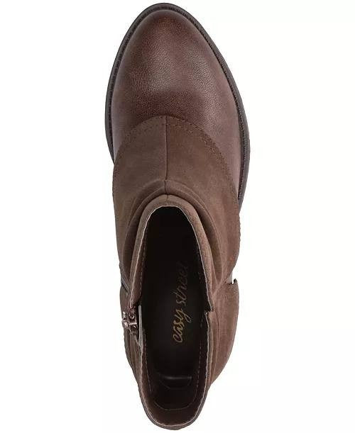Easy Street Kudos Booties 8W Brown Slouch Block Heel Round Toe NIB msrp$70