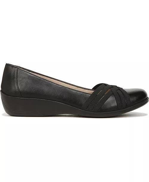 LifeStride Incredible 2 Flats 7.5M Black Slip‑On Wedge Comfort NIB msrp$79