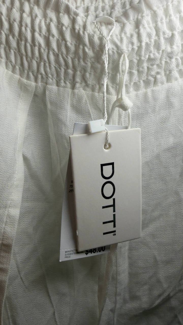 Dotti Smocked‑Waist Cover‑Up Pants White M NWT $48