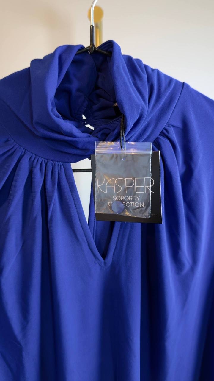 Kasper Twisted Mock Neck Long‑Sleeve Top Blue S NWT $69