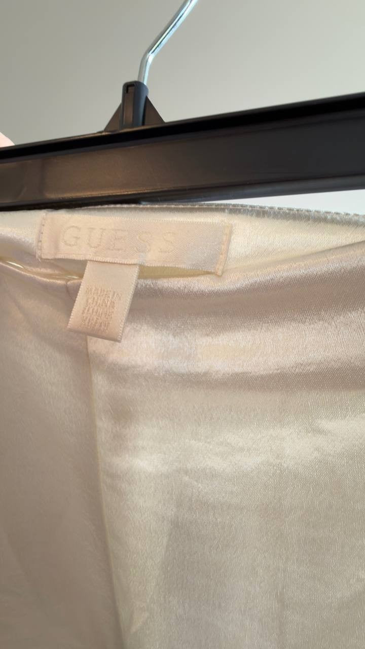 Guess Satin Wide Leg Pants White XS NWOT $139