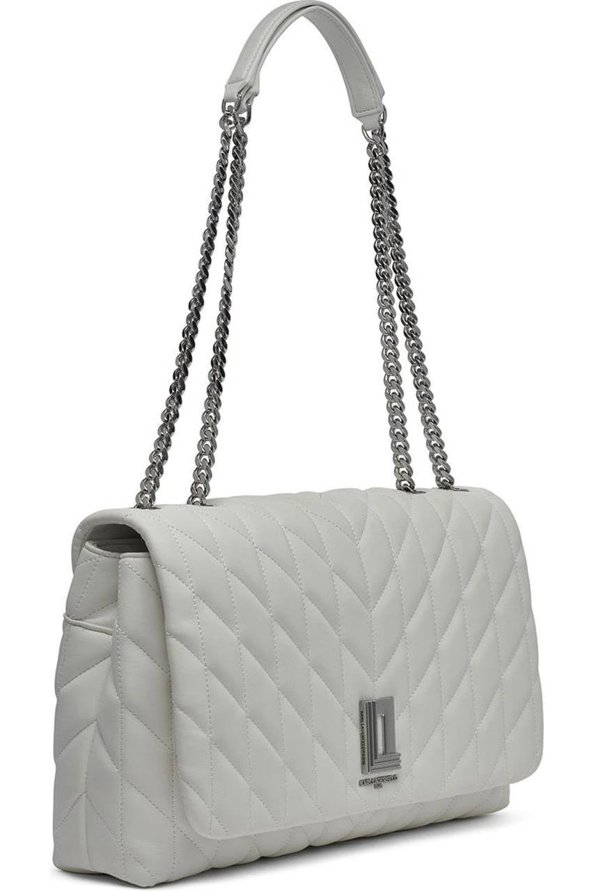Karl Lagerfeld Paris Lafayette Lamb Leather Shoulder Bag White NWT