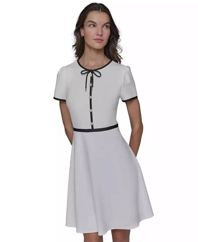 Karl Lagerfeld Paris Beaded-Button Contrast-Trim Dress – Size 10 – NWT – $139