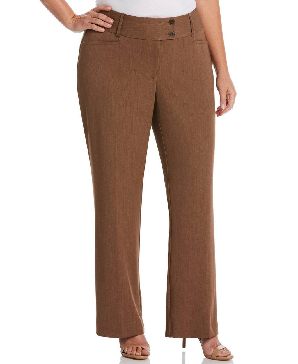 Rafaella Women’s Plus Curvy Fit Gabardine Bootcut Pants Brown 8P $89 NWT